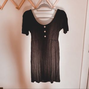 Pinkblush Black Dress with wood button detail
